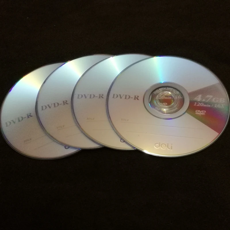 4 шт./лот Deli 3724 DVD R пустой диск записываемый один чип Цифровой Универсальный 7 ГБ/120
