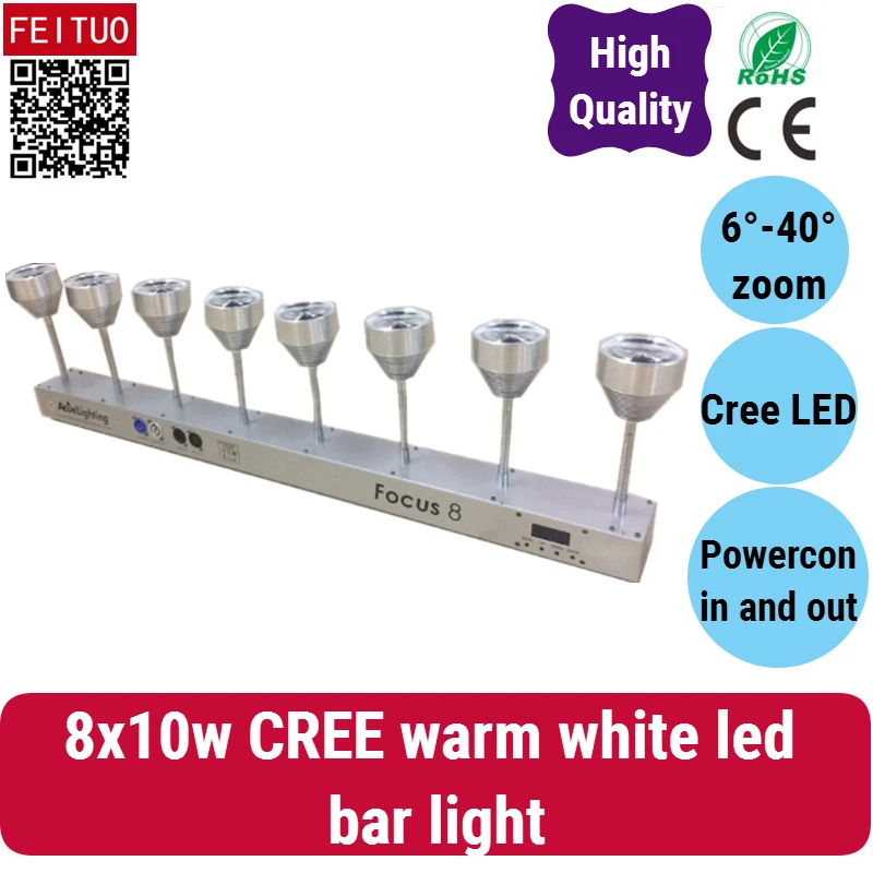 4/lot длинные светодиодные прожекторы 8x10 Вт Cree Теплый Белый led dmx-бар с зумом свет этапа