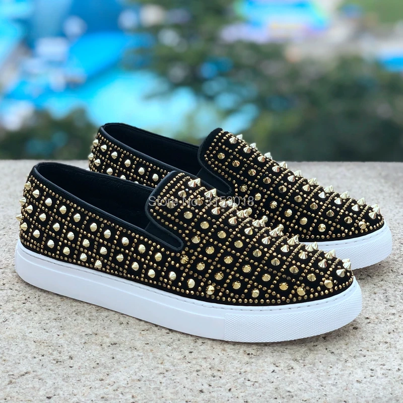 

New Product Trending Fashion Rivets Stud Men Casual Shoes Comfortable Leisure Loafers Daily Party Footwear Slip-On Male Shoes