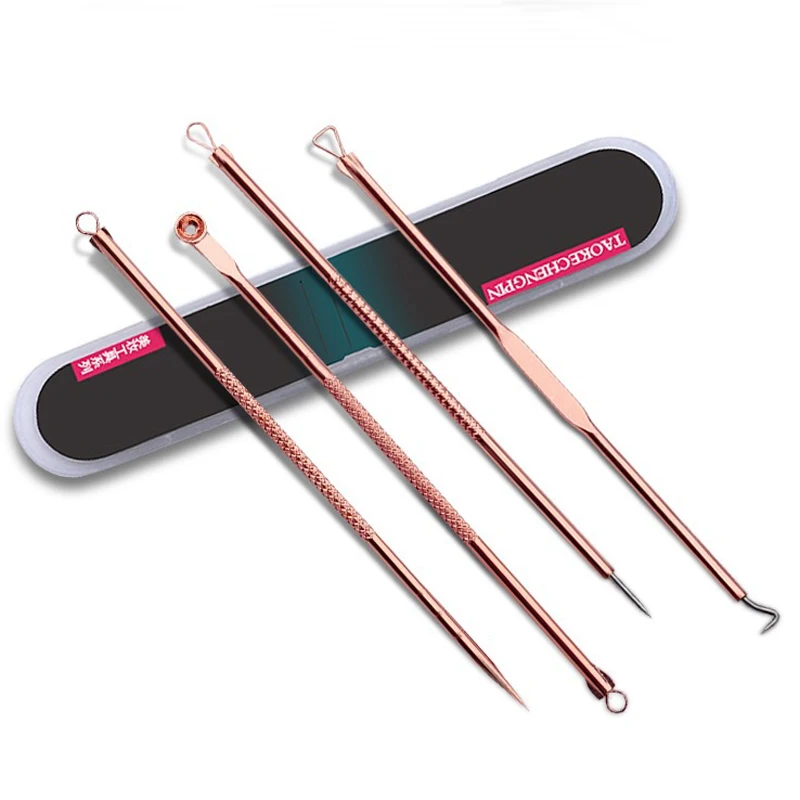 

4pcs/set Blackhead Blemish Pimple Extractor Remover Professional Dual Heads Acne Needle Spot Cleaner Beauty Skin Care Tool Kit