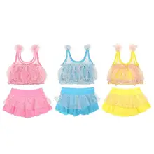 Baby Girl Swimsuit Lace Bathing Suits for Children Two Pieces Swimwear Beach Bikini Set Girls Biquini Suit Pink Blue Yellow