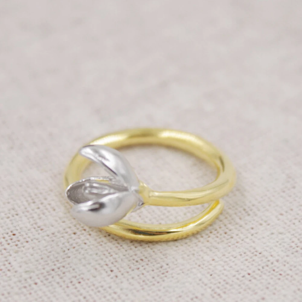 925 Sterling Silver Open Rings For Women Wedding Ring Bean Sprouts