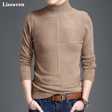 Liseaven, мужские свитера, повседневные, мужские, водолазка, пуловеры, мужские, черные, одноцветные, трикотаж, тонкая, брендовая одежда, Мужской пуловер, свитер