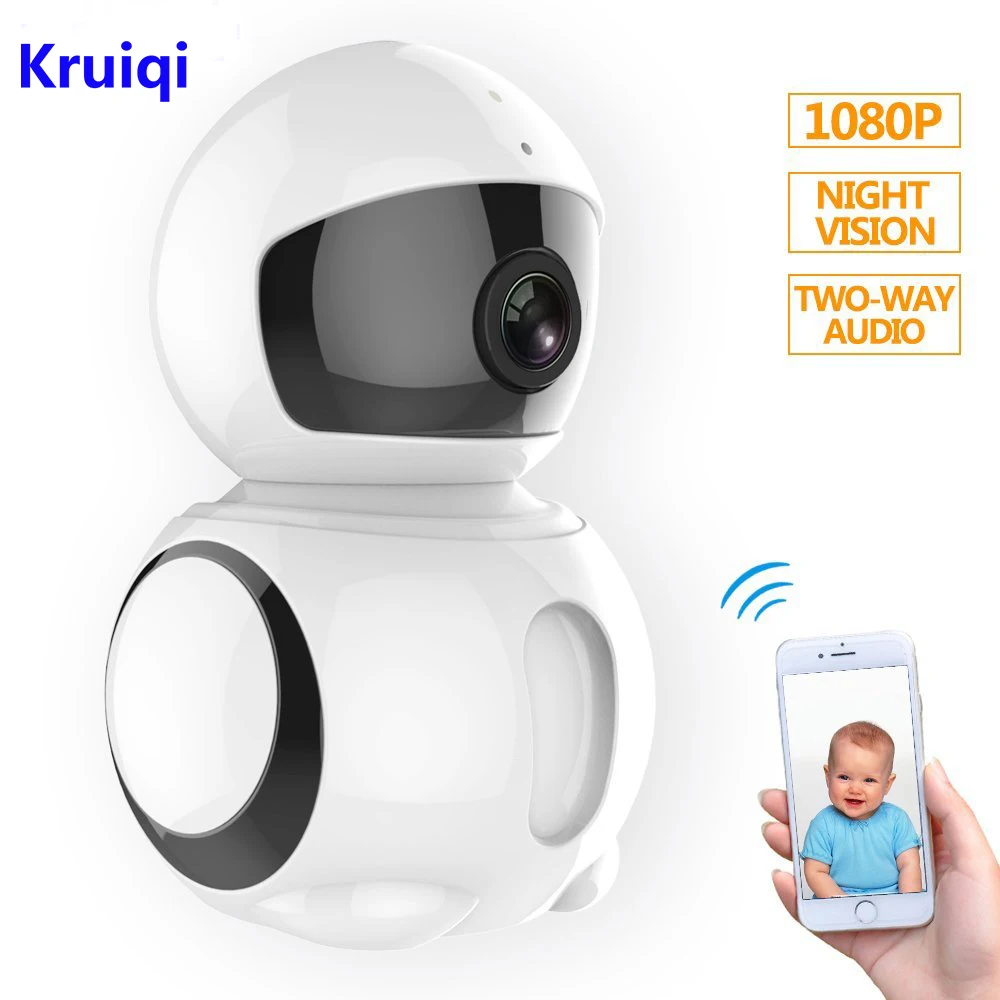 Беспроводная IP камера Kruiqi Радионяня 1080P Wi Fi робот видеонаблюдения с инфракрасным