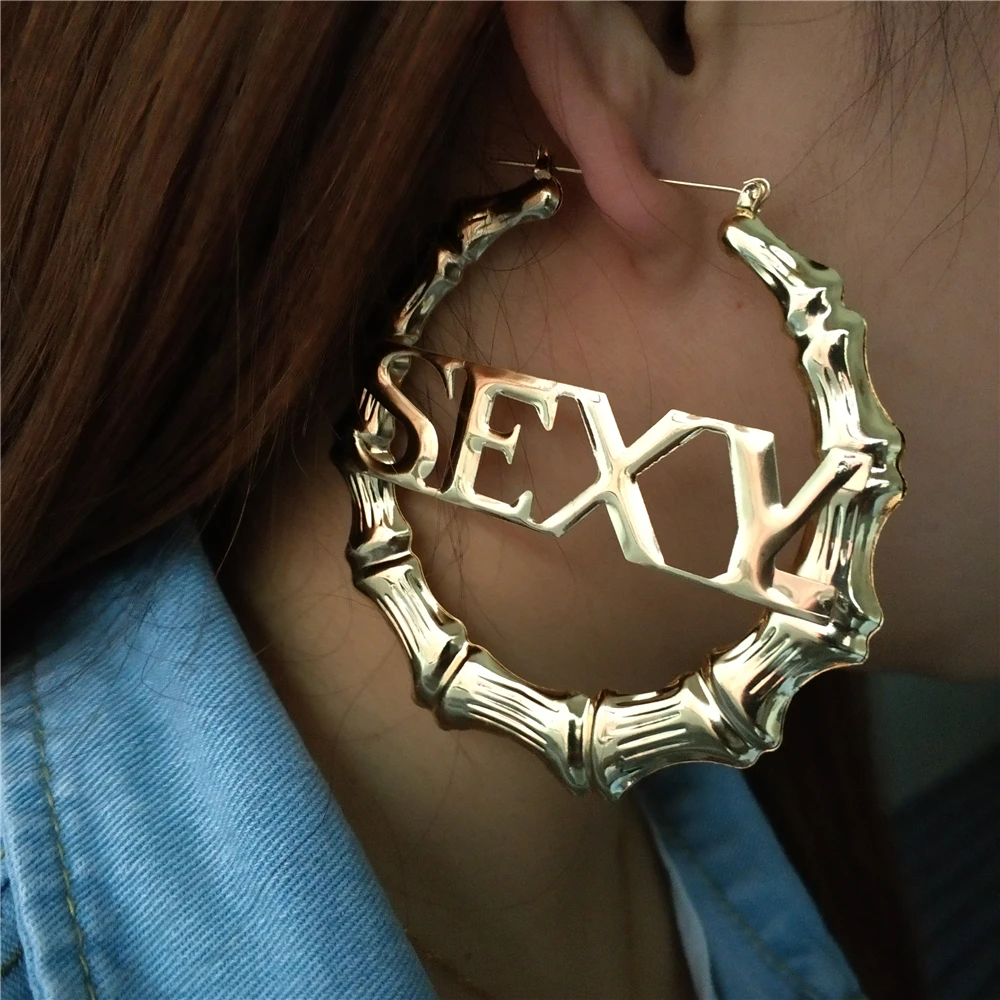 VIVILADY Hiphop Sexy Bamboo Round Hoop Earrings Women Gold Color Basketball Wives Statement Brincos Boho Jewelry Party Gift - Image 6