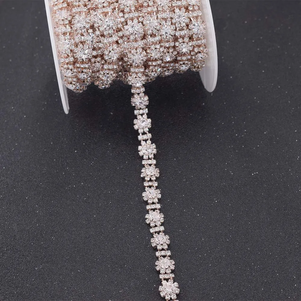 Rose gold rhinestons clothing trims  (8)
