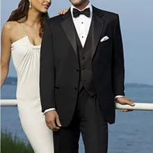 Изготовленный на заказ для измерения черных свадебных костюмов для мужчин черный атласный отворот, пошито по индивидуальному заказу черные свадебные смокинги для жениха для мужчин