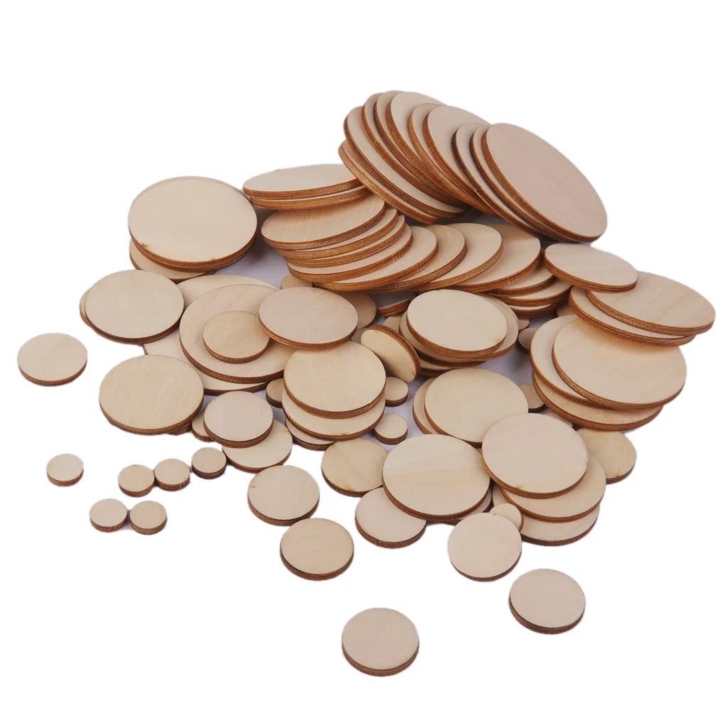 Wholesale 3mm Thick Round Wooden Embellishments for DIY Crafts 100pcs