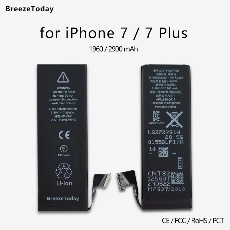 Мобильный телефон аккумулятор 1960 2900 мАч для iPhone 7 батарея плюс Замена