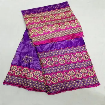 

(5+2yards/set)2018 latest beaded bazin riche getzner new black with gold thread embroidery for brocade dress high quality