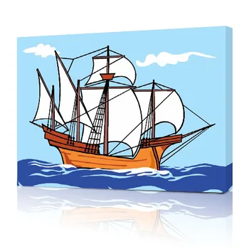 

MaHuaf-A689 boat navigation blue sky DIY oil painting by numbers DIY digital oil painting on canvas home decoration