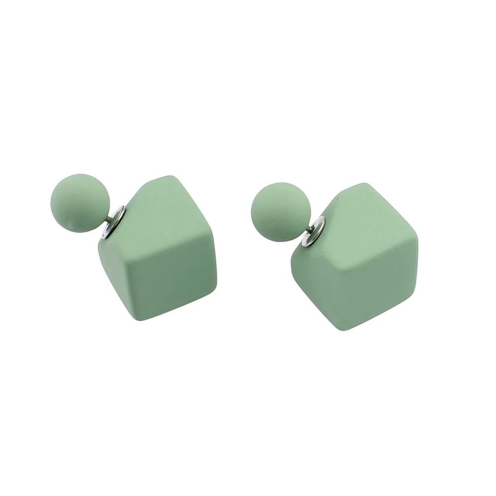 

New Elegant Color Geometric Ear Cuff Earrings Double Side Pink Square Simulate Pearl Piercing Earring for Women Jewelry