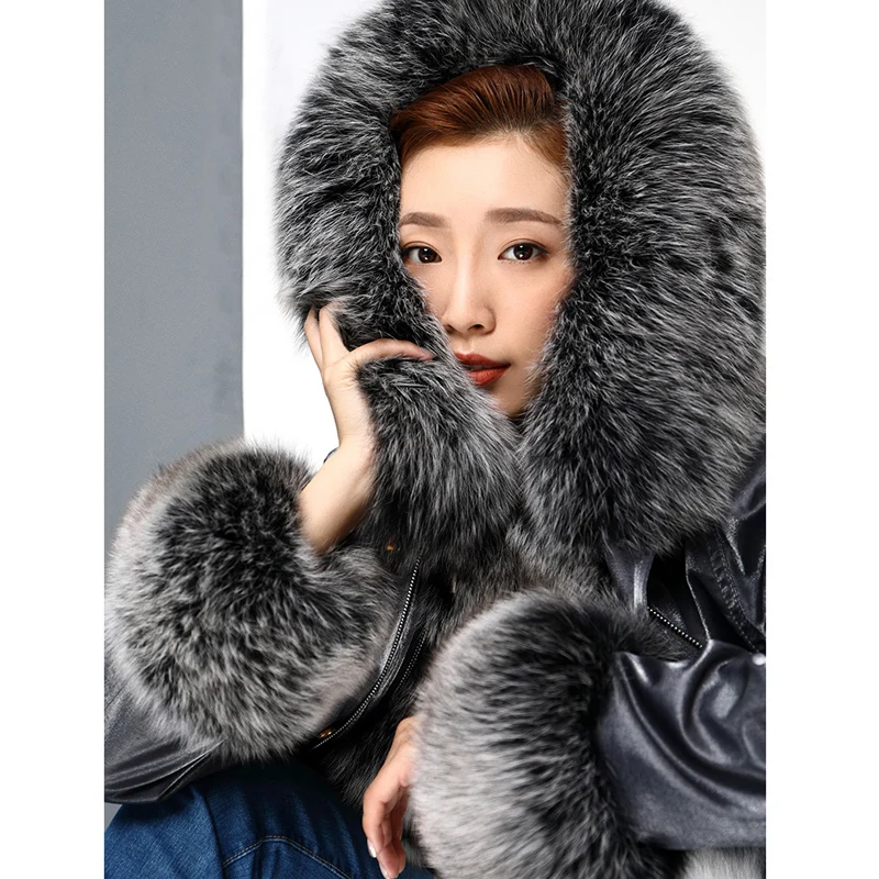 CKMORLS 2018 New Real Fur Parka Coat Women Winter Jackets With Big Fox Fur Collar High Street Slim Parkas Long 90cm Fur Jackets