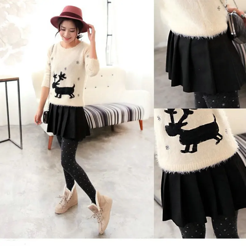 Осенняя Новая женская шерстяная плиссированная юбка с высокой талией дикая повседневная короткая мини модная кружевная Женская Нижняя юбка