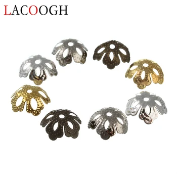 

500pcs Gold Silver Plated Metal Hollow Flower Filigree End Caps 13.5*5mm Base fit Round Pearl Bead DIY Jewelry Making Findings
