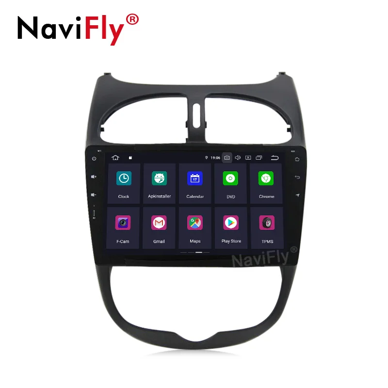 Top NaviFly GPS Navigation System Android9.0 Car DVD Player for Peugeot 206 2000-2016 Car Radio Stereo RDS BT 4G WiFi SWC free map 3