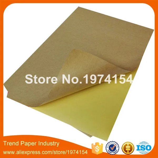 1000 Sheets/lot A4 Sticky Kraft Paper, Self adhesive A4 Blank Kraft