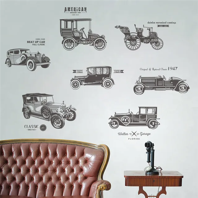 Vintage Car Wall Stickers For Kids Rooms Children Nursery Boy Room Vintage Car Wall Stickers For Kids Rooms Children Nursery Boy Room Decals Poster Home Decor