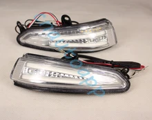 Car Rearview Mirror LED Side Turn signals Running Light Door Step Ground Lamp For Peugeot 308 / Citroen C4 2013-2014