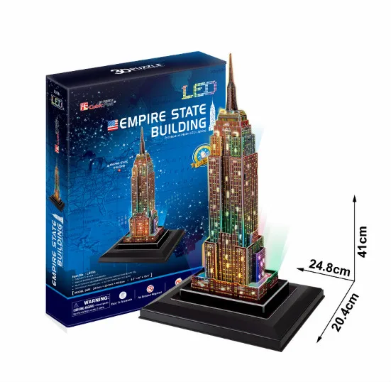 

LED 3D Puzzle Model Paper House Parper Model ArchitectureEmpire State Building DIY Brick Toys Gift For Children Adults .