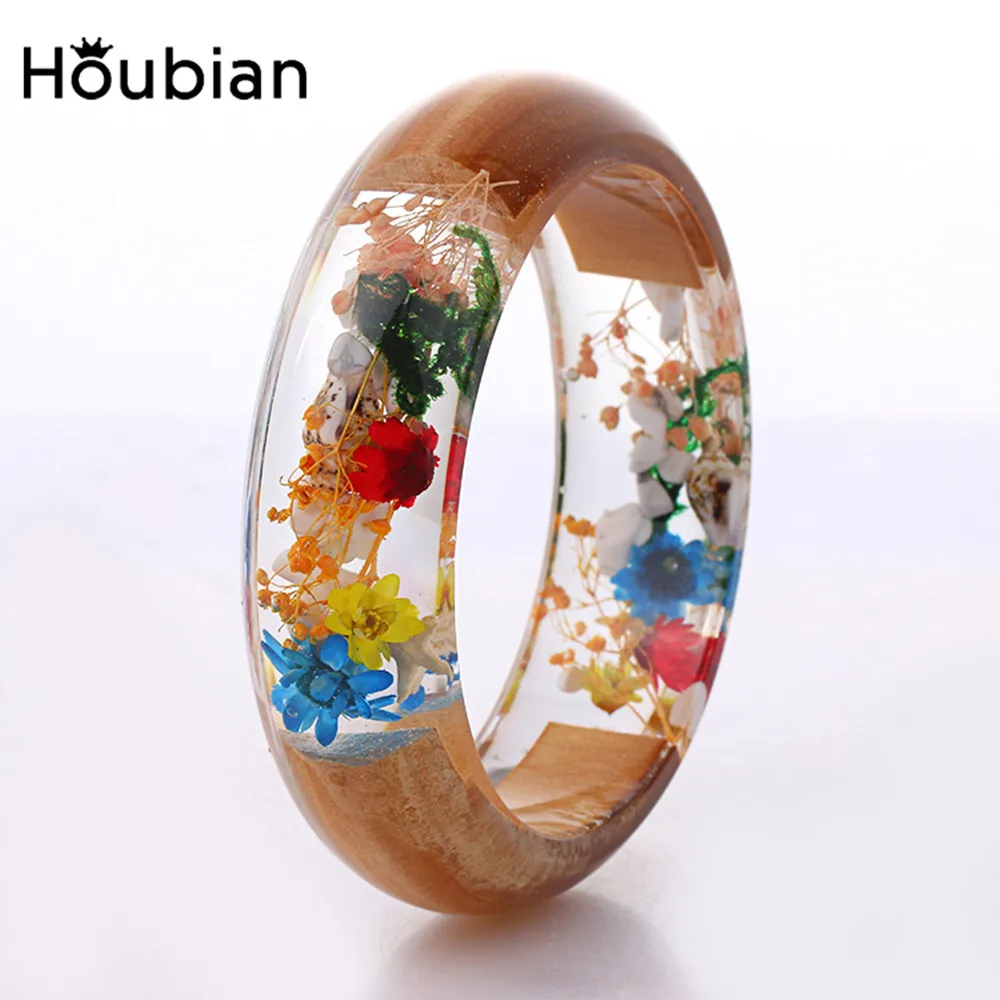 Винтажный деревянный браслет из сухоцветов Houbian цветные сушеные цветы