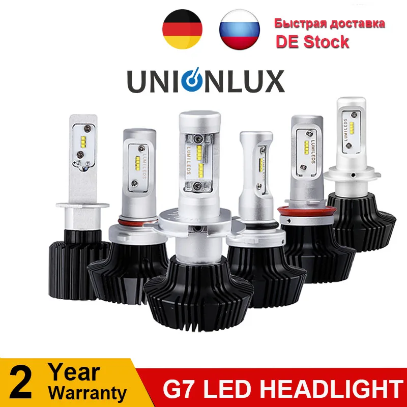 

H4 9003 50W 8000LM ZES LED CHIPS G7 LED Headlight H1 H7 H8 H9 H11 9005/6 9012 H13 9007 PSX24W 880 Fanless Bulbs Lamp 6500K