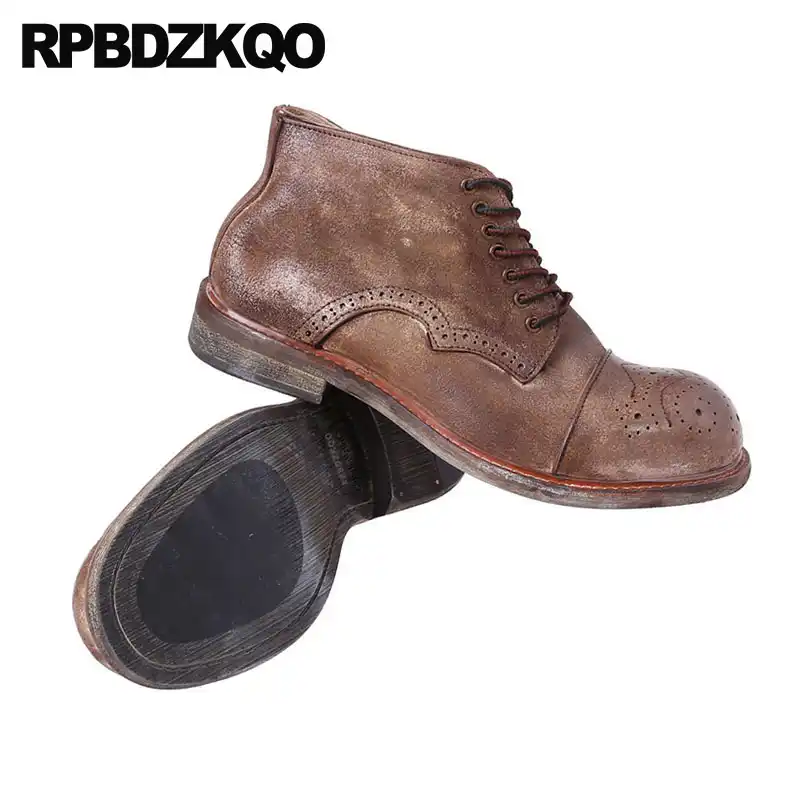 wingtip lace up boots
