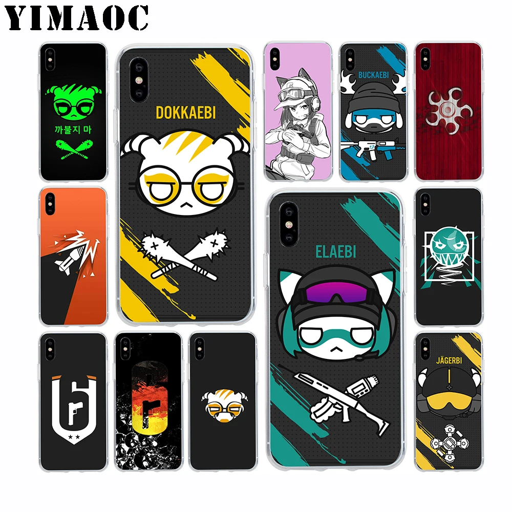 

YIMAOC Rainbow 6 Siege Dokkaebi Soft TPU Silicone Case for Apple Iphone Xr Xs Max X 10 8 Plus 7 6S 6 Plus SE 5S 5 7Plus 8Plus