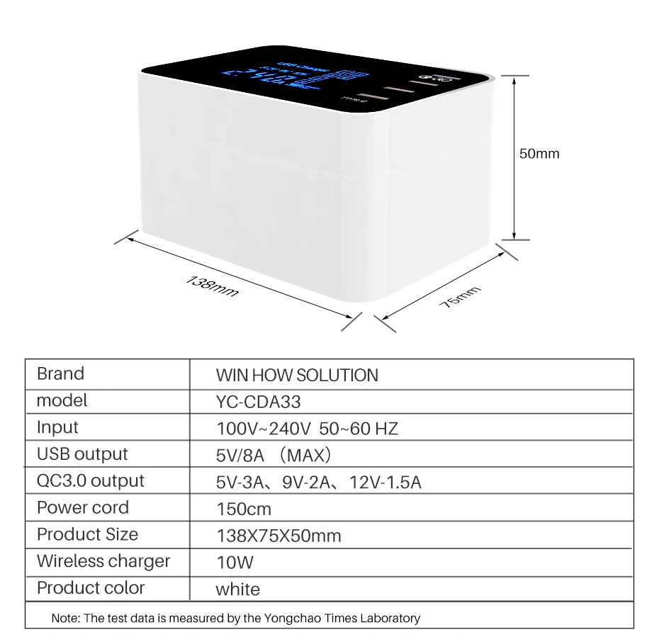 QI 10 Вт беспроводное usb зарядное устройство Быстрая зарядка 3,0 Led дисплей Тип C мульти смарт-концентратор зарядная станция адаптер для iphone ipad sumsung