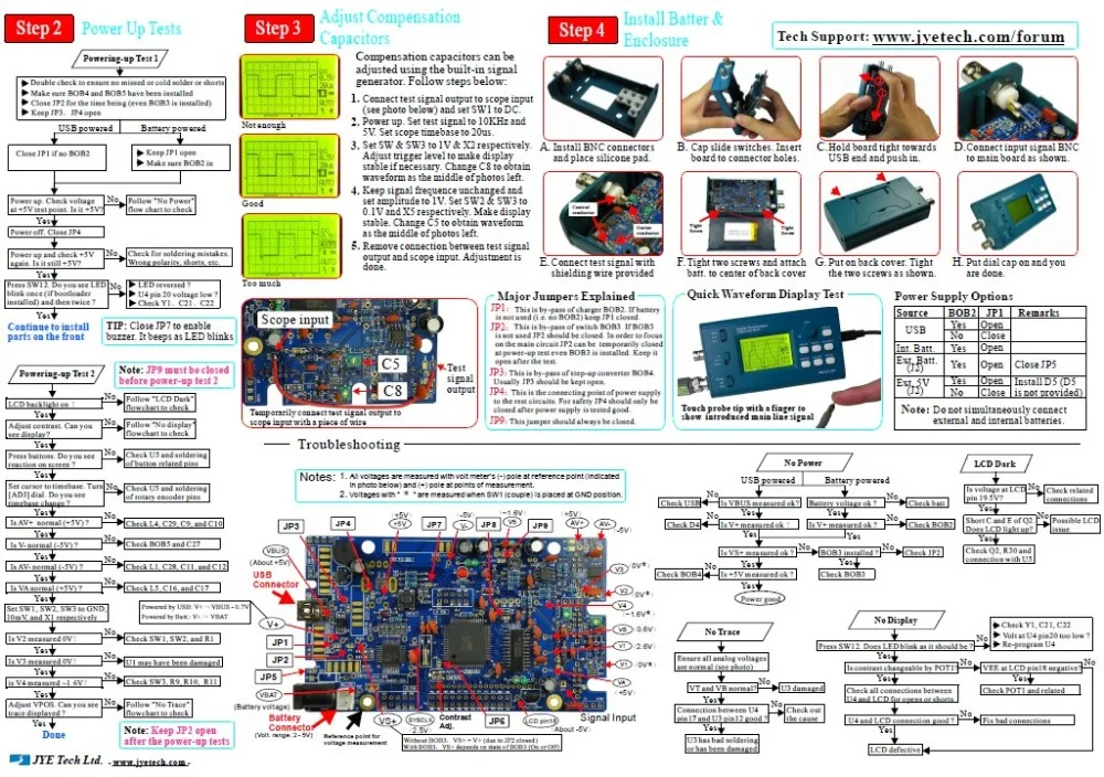 JYETech DSO068 ЖК-дисплей цифровой запоминающий осциллограф DIY kit/частотомер с Чехол Обложка 3 МГц 20 Мбит/с Осциллограф-тестер