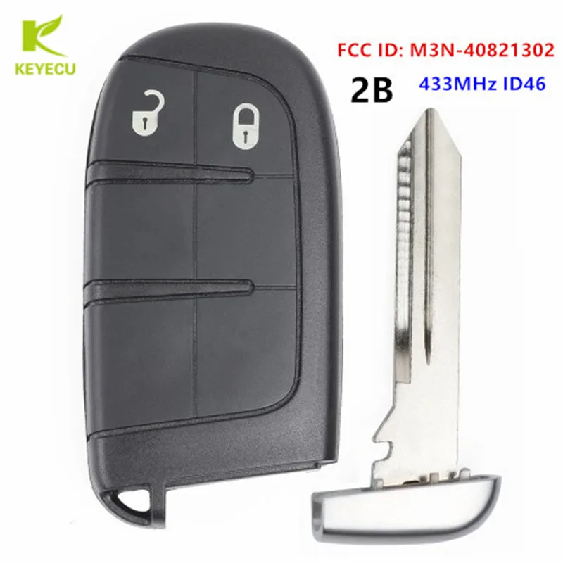 KEYECU 2 кнопки умный дистанционный ключ 433 МГц ID46 чип для Dodge Jeep Fiat Chrysler GEN4 TOMBSTONE FCC: M3N