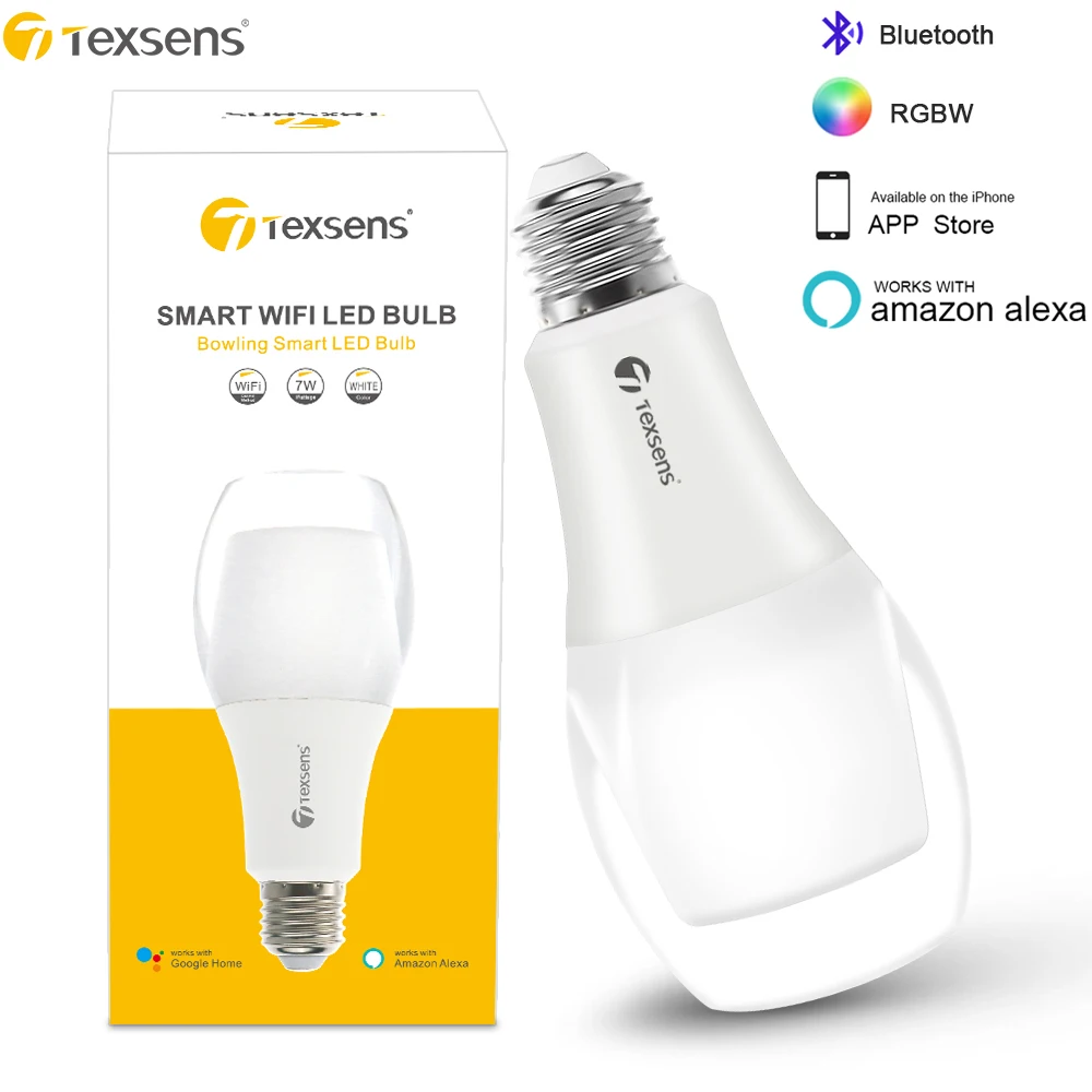 Texsens 7 Вт Светодиодный лампа дневного света интеллектуальная WiFi E27/E26 RGB