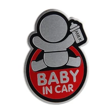 10*7.5CM Car Styling Aluminum Alloy Emblem Badge for BABY in CAR Logo Sticker for Mitsubishi Ford Jaguar Ferrari Hyundai Toyota