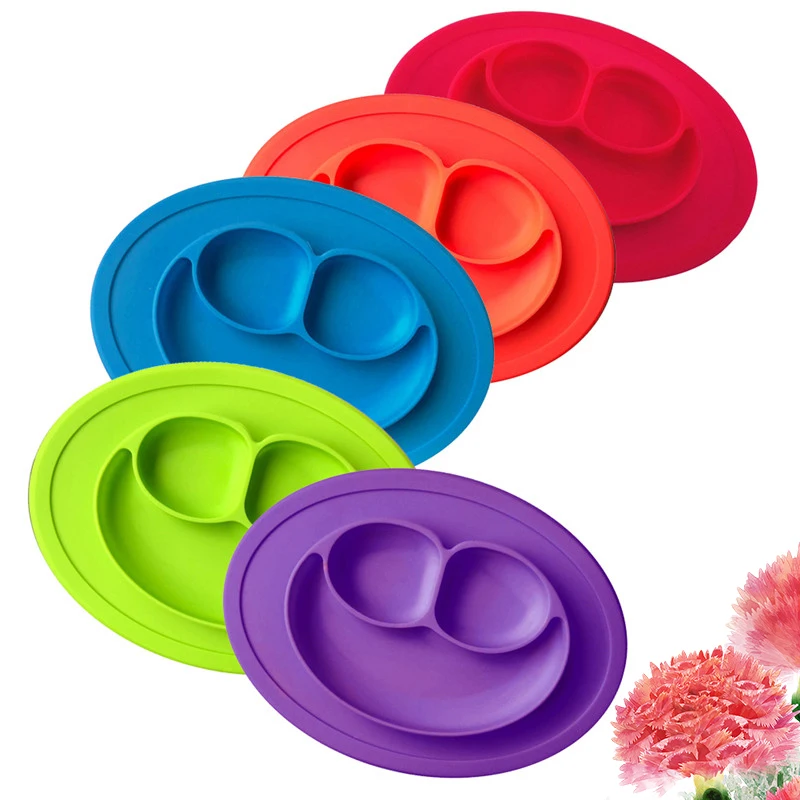 

Silicone material Baby Dining plate health Lovely smile face lunch tableware Kitchen Fruit Dishes Children bowl