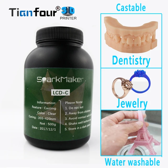 Special Price Tianfour sparkmaker 405nm UV Resin sla/dlp/lcd 3D Printer washable UV Sensitive Jewelry Prototype Dental Castable 500ml/1L resin Special Price Tianfour sparkmaker 405nm UV Resin sla/dlp/lcd 3D Printer washable UV Sensitive Jewelry Prototype Dental Castable 500ml/1L resin