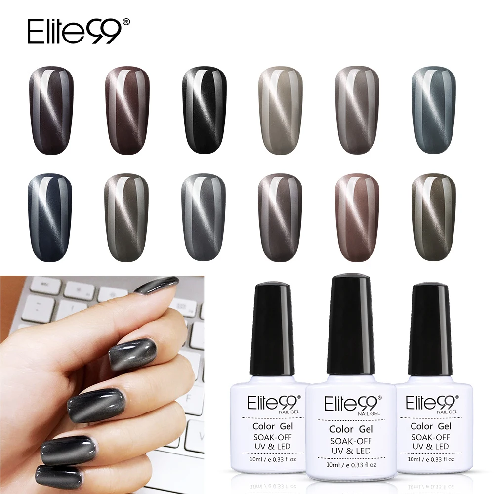 

Elite99 Grey Cat Eye UV Nail Gel 10ML Cat Eye Magnet Gel Nail Polish Grey Color Long Lasting Nail Gel Hybrid Varnish Magnet