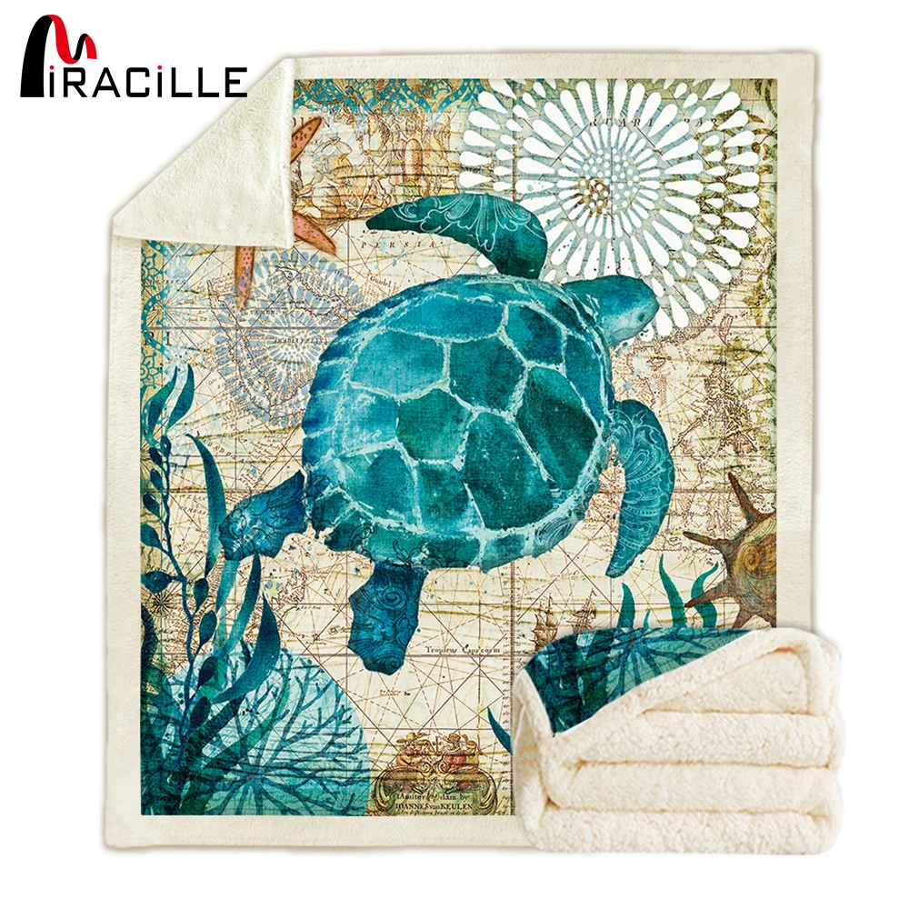 Comprar Miracille de felpa suave de tortuga mantas de doble capa de lana de Sherpa manta de dormir de invierno sala de estar cubrecama caliente
