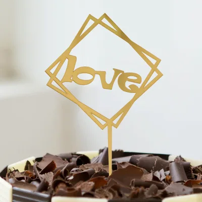 1 предмет смешанных Цвет Топпер для торта Love с днем рождения торт знак для Baby Shower или для вечеринки по случаю Детские Семья на день рождения украшения для торта для вечеринки - Цвет: Golden love