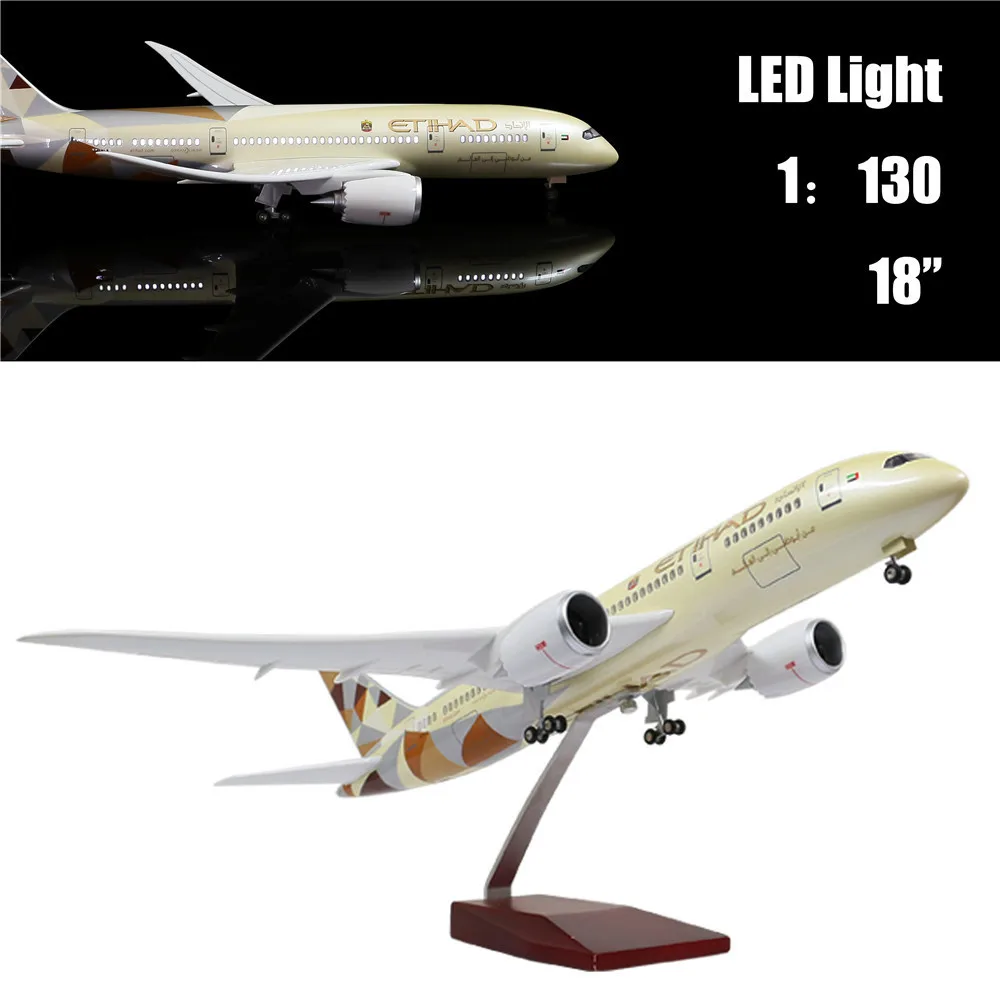 46 см 1:130 литья под давлением модель самолета, Boeing 787 с светодиодный свет (сенсорный экран или звук Управление) самолет для украшения или