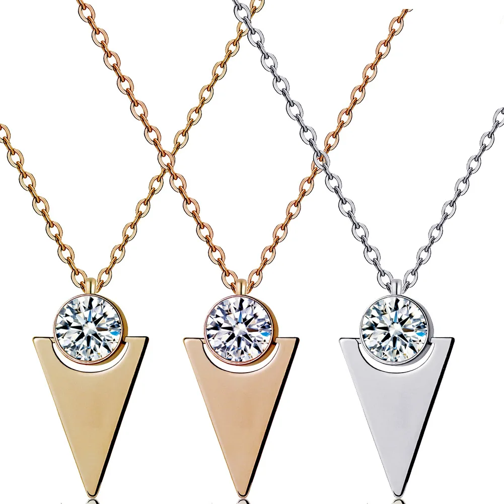 

Triangle Geometric Pendant Necklace Stainless Steel Choker Long Necklace Women Trendy Crystal Chain Jewelry Mother's Day Gifts