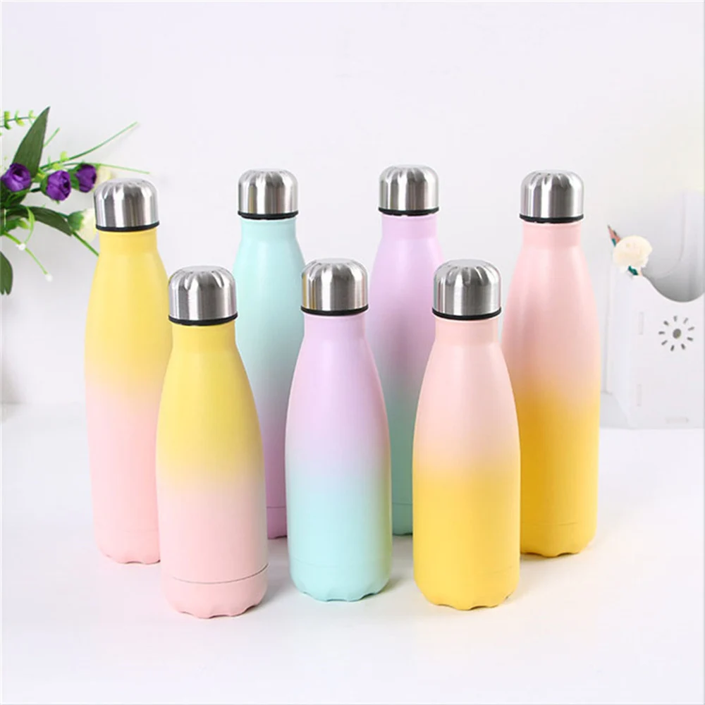 

Portable Stainless Steel Water Bottle Gradient Candy Color Thermos Premium Quality Sport Vacuum Flask Coffee Insulated Cup