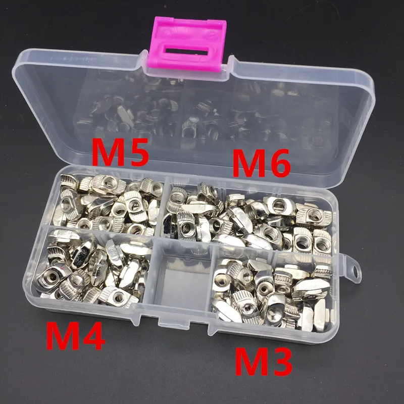 105PCS 105 шт./130 шт. ассортимент наборы M3 M4 M5 M6 т слот алюминиевый профиль Т Гайка и шариковая гайка наборы 3030 - Цвет: 105PCS