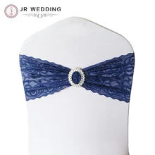 100 шт темно-синее кружево стул полоса цветы шаблон ленты из спандекса на стулья для стула для свадебной вечеринки украшения