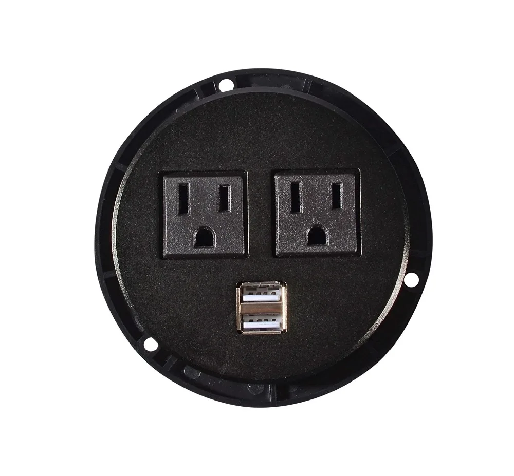 Professional Power Data Tap grommet With 2 X AC Outlet and 2 X USB Port