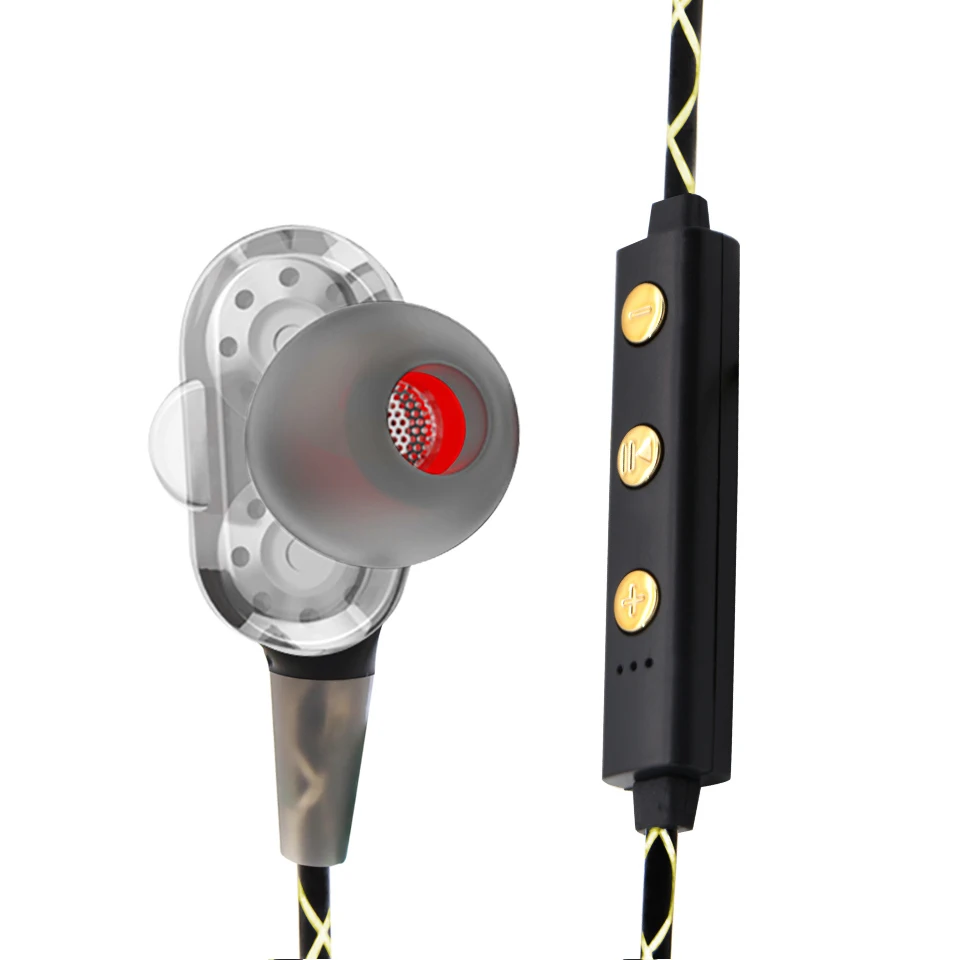 

In Ear Earphone Bass Subwoofer Stereo Earphones Double Unit Drive With Microphone Sport Running Earbuds For iPhone Xiaomi Phone