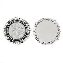 DoreenBeads Metal Enfeites Achados Rodada Cor Prata Configurações Cabochão (Fit 20mm de Diâmetro) níquel Livre 3.1cm x 3.1cm,30 PCs