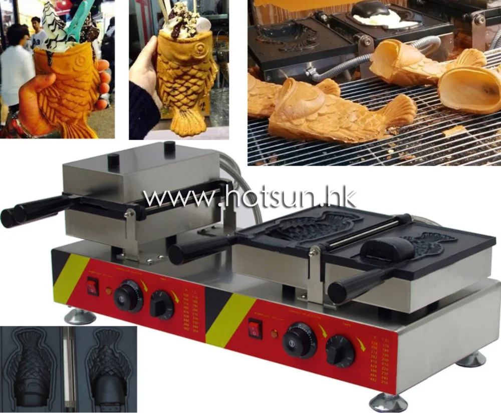 Commercial Use Non-stick 110v 220v Electric Dual Ice Cream Taiyaki Iron Maker Machine Baker Wholesale Home Appliances