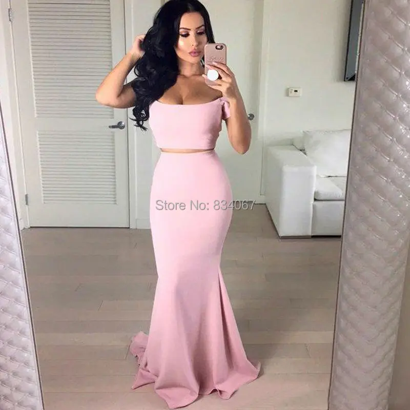 Sexy Pink 2 Piece font b Prom b font font b Dresses b font 2017 Mermaid