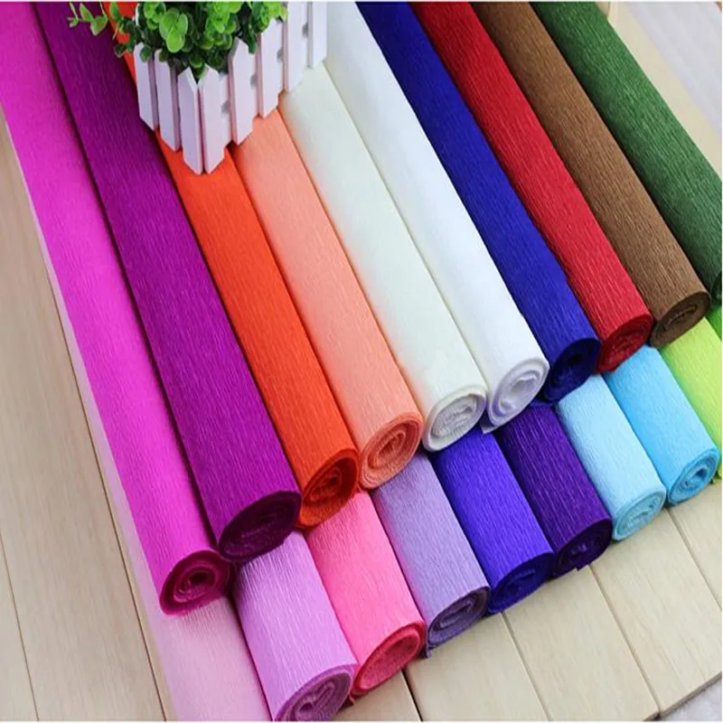 250*50CM Colored Crepe Paper Roll For DIY Flowers Decoration Gift