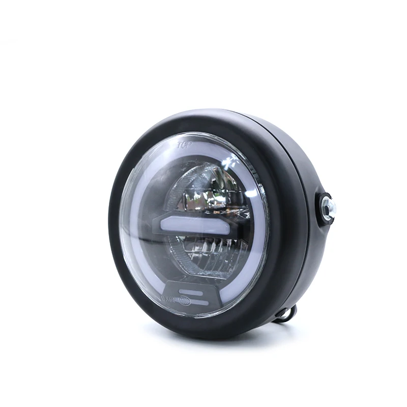 Модный светодиодный налобный фонарь для мотоцикла Ретро черный мотороллер фара мотор винтажный Точечный светильник мото большой круглый передний светильник